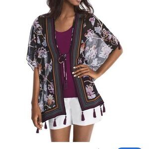 WHBM Scarf Print Tassel Kimono size S/M